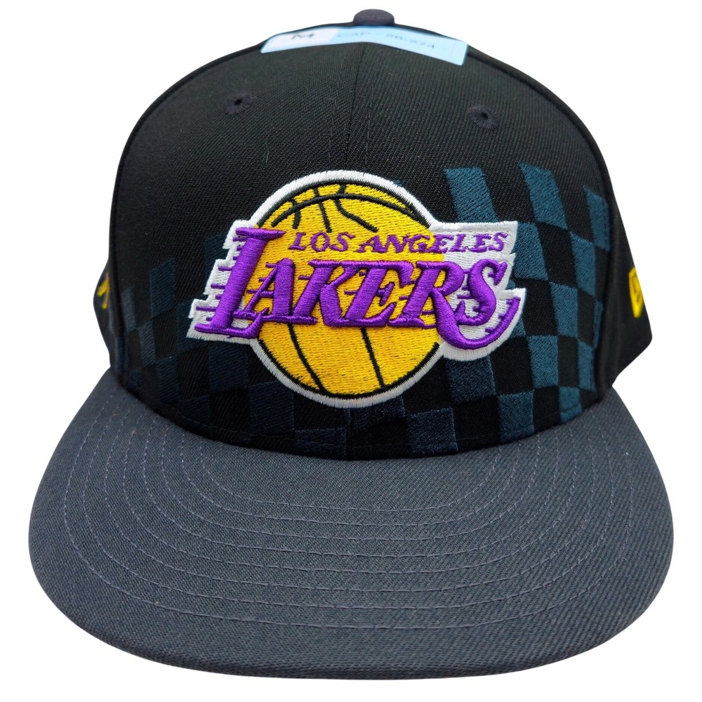 New Era 59FIFTY Los Angeles Lakers Racing Checkerboard Fitted Hat Black Size 8